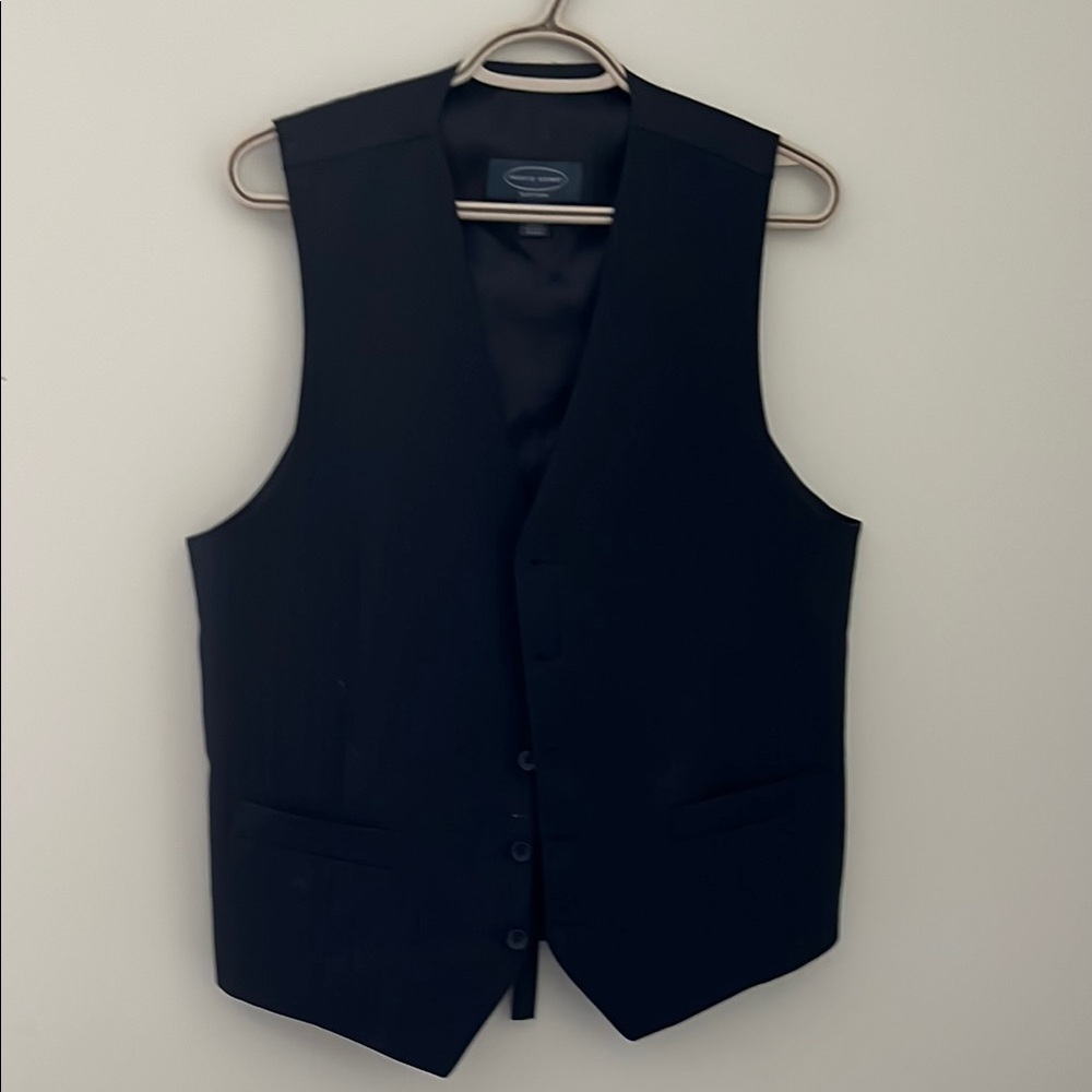 Pronto Uomo Platinum Black Pinstripe Wool Suit Vest Medium